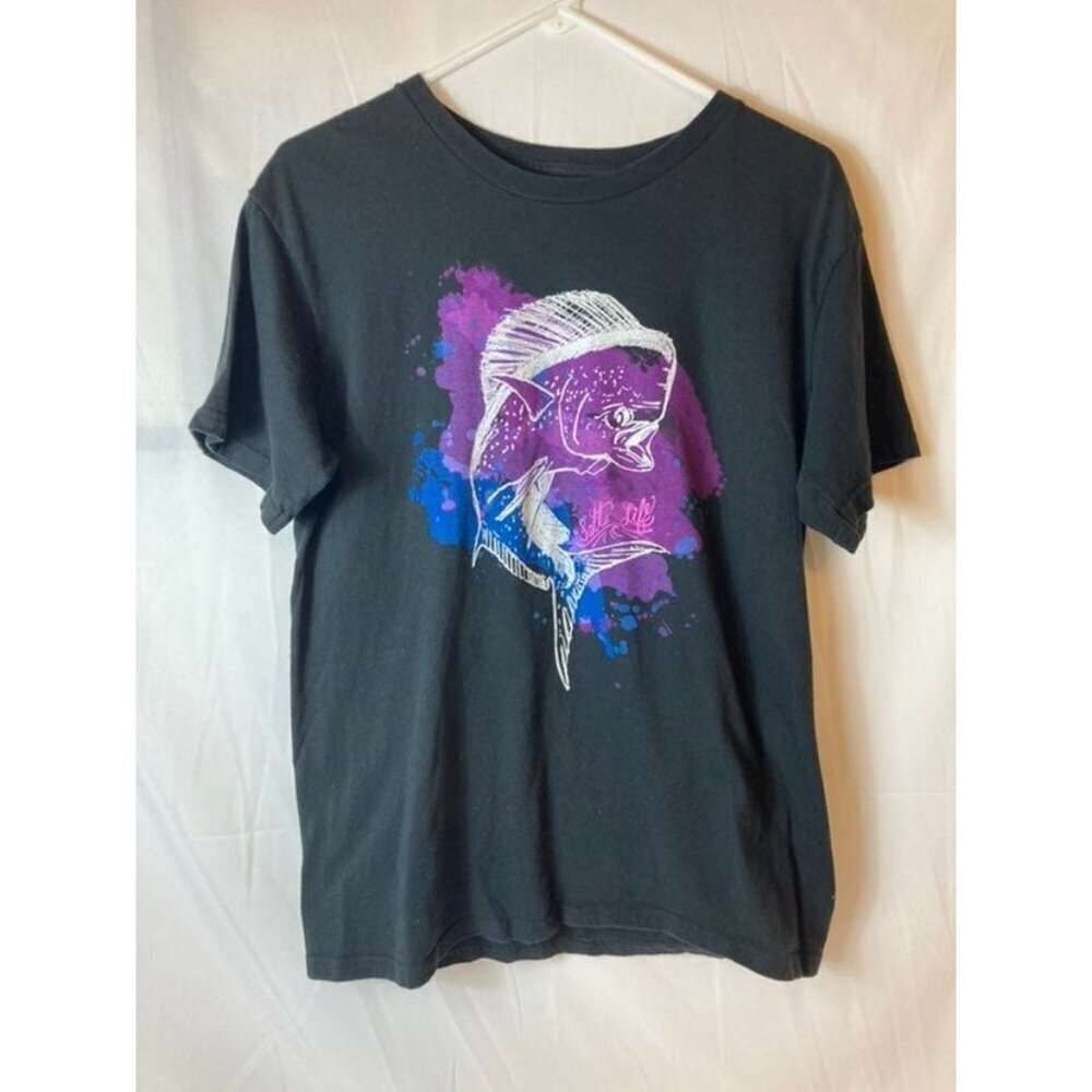 Mens Salt Life Fish Tee Shirt Black Purple Blue L